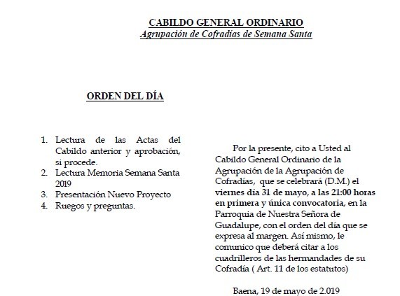 Cabildo General Ordinario 31-05-2019